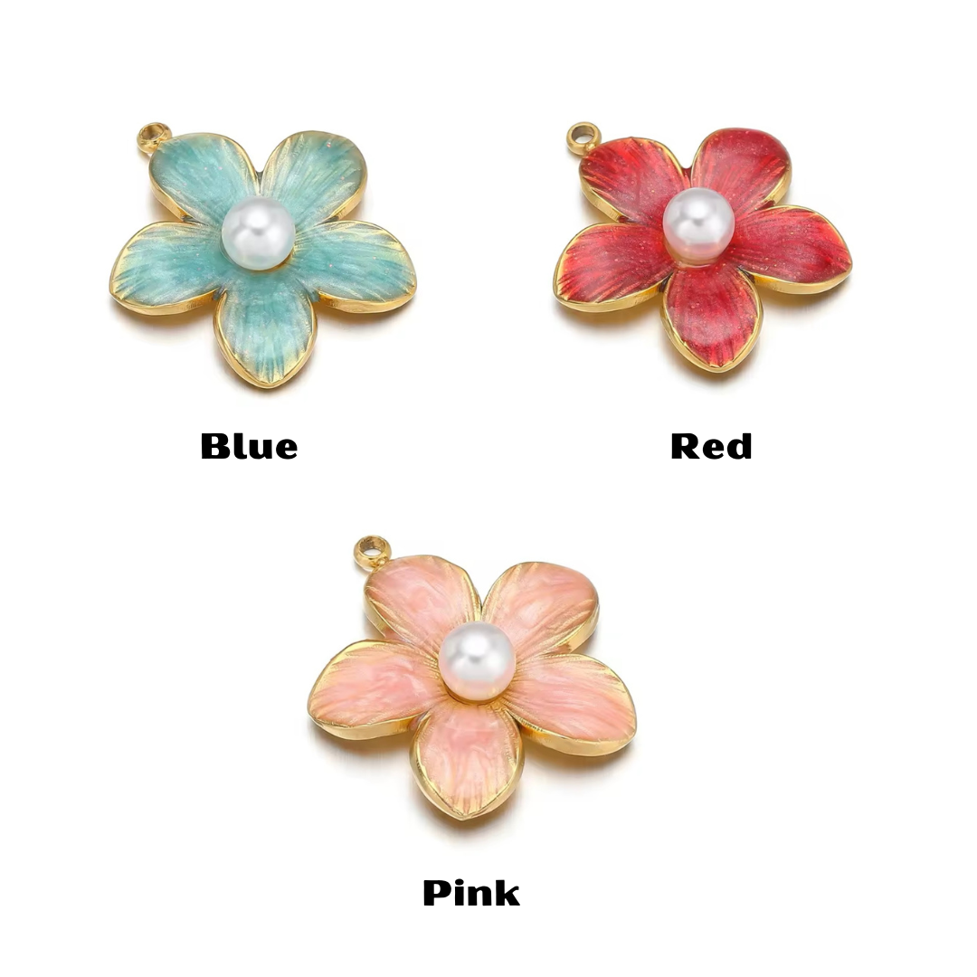 Enamel flower charms